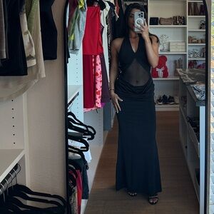 MESHKI Caterina Slinky Mesh Halter Maxi Dress Size Small